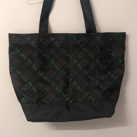 Victoria’s Secret Pink Weekender Tote Bag with Multicolored Pink Logo. - Picture 2 of 6